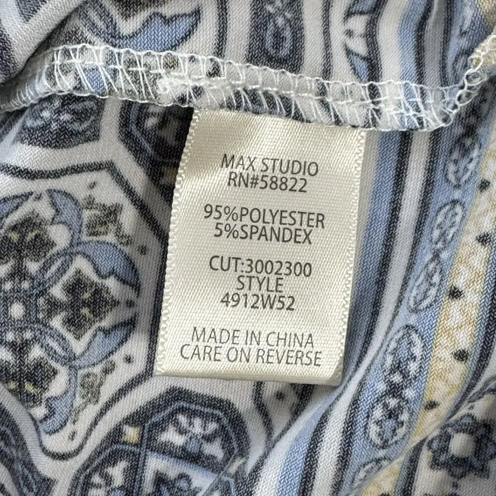 NWT Max Studio Geometric Print Boat Neck Sheath Dress Size S Blue Multi